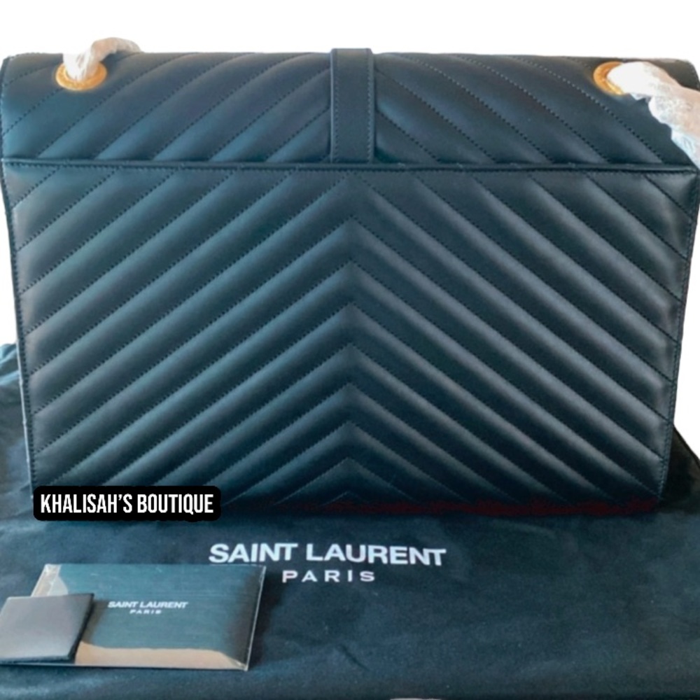 NEW & Extremely Rare!! YSL SAINT LAURENT ENVELOPE LAMBSKIN SMOOTH LEATHER LARGE! - Picture 10 of 16